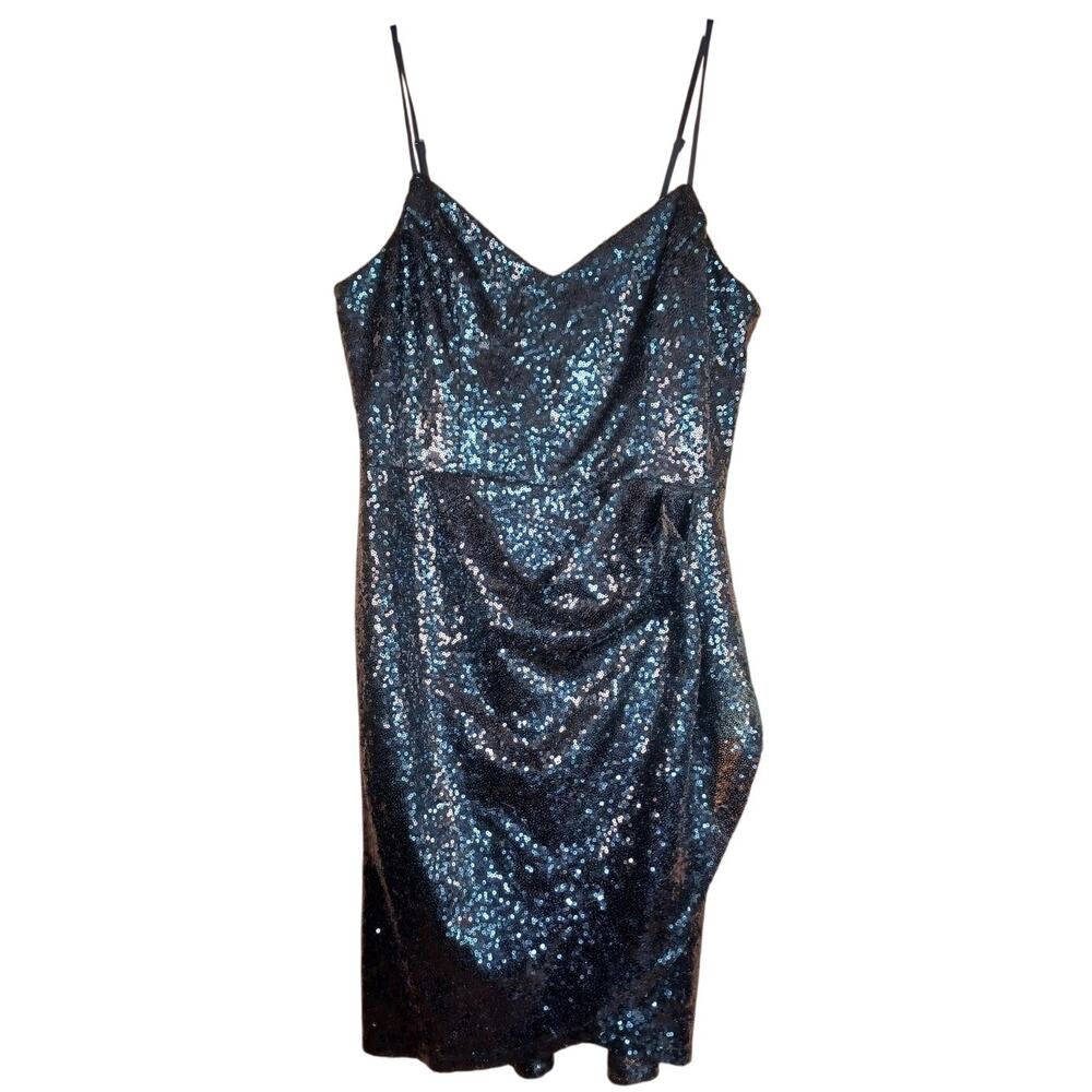 Speechless Black Sequin Cocktail Dress Women’s Large Vegas Outfit Club Birthday - Picture 4 of 8